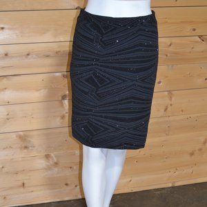 Women's Black/Silver Metallic Knit Skirt
